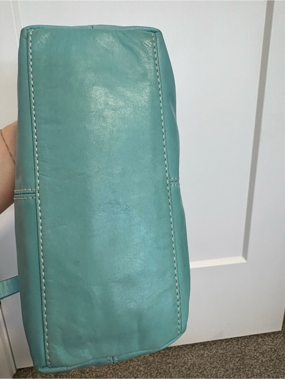 Y2K Danier Turquoise Leather Shoulder Bag - Picture 6 of 16